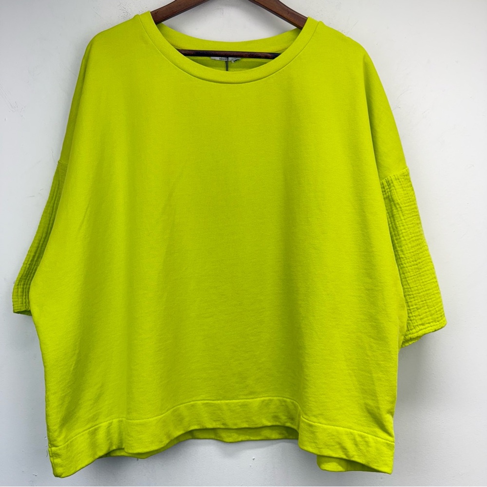Riva size XXL Women’s Lime Yellow Green Oversized Boxy 3/4 Sleeve Top